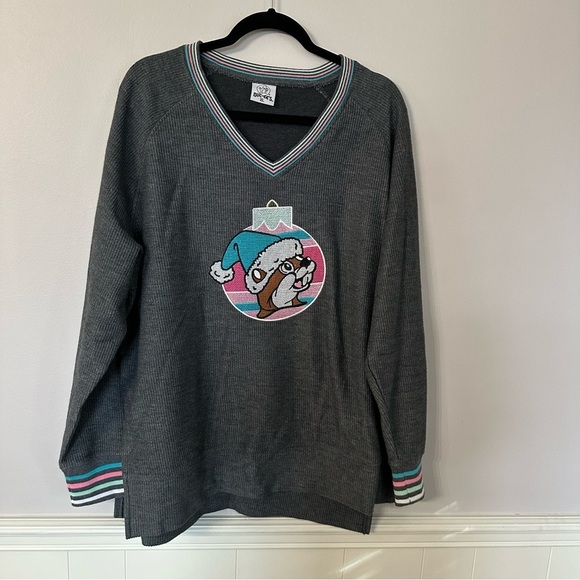 Buc-Ee’s Womens Long Sleeve V-Neck Cotton Blend Knit Christmas Sweater Sz XL GUC - Picture 2 of 9